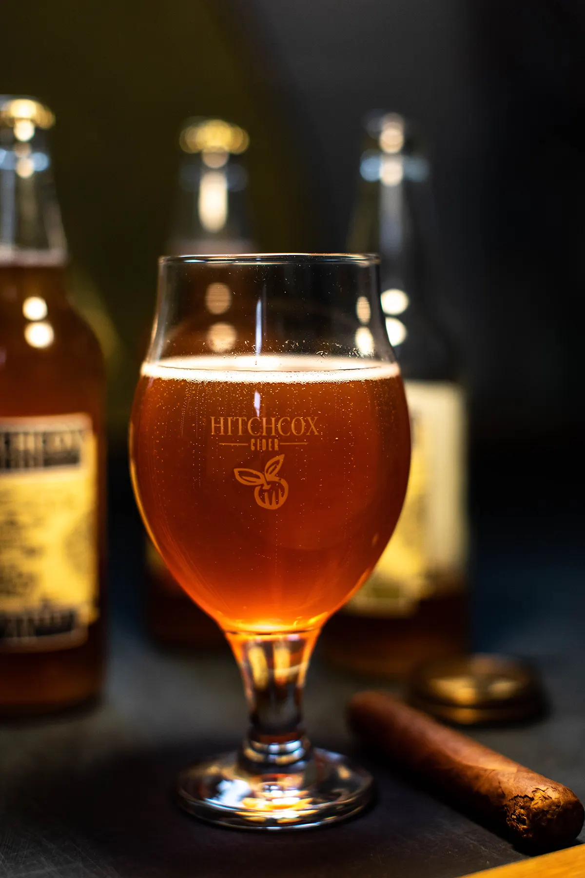 Hitchcox glass of cider and cigar